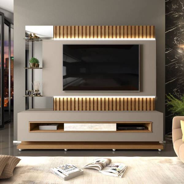 Home Theater Lumus Com Led 210cm Tv 60 Carvalho Europeu Amaru