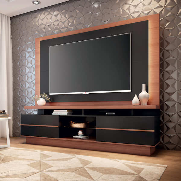 Home Theater Palazzo Tv 70 210cm 2 Gavetas Nature Preto Tana