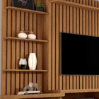 Home Theater Para Sala Com Três Prateleiras Laterais Quatro N