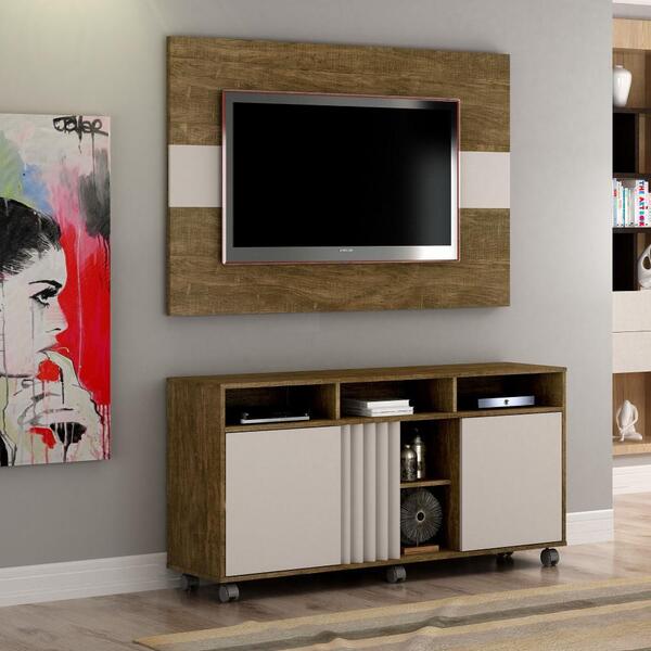 Rack Com Painel Para Tvs Ate 50 Polegadas Viena Valdemoveis Ipê-off ...