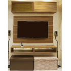 Home Theather com Baú Puff Madeira Nogal Prime Spaceo