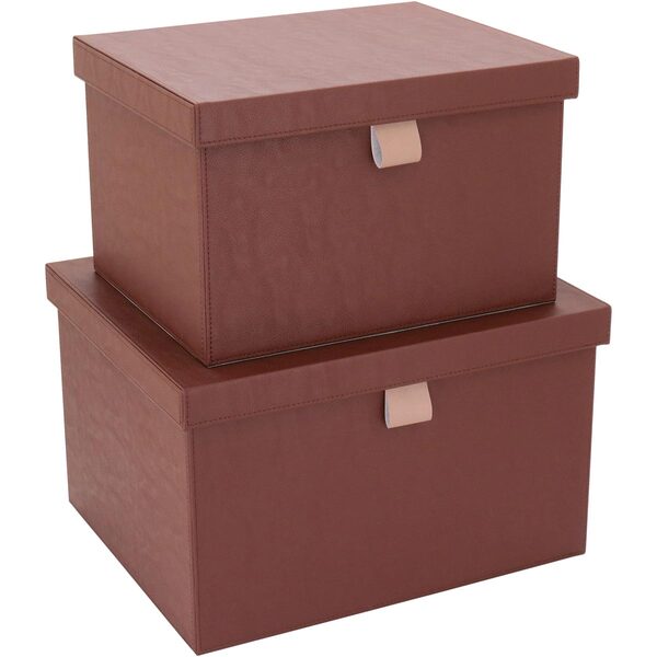 Home&co Caixa Organizadora Decoração Sintético Marrom 2 Peças