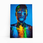 Homem Com Tinta Neon Colorida Quadro Canvas 140x90cm