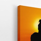 Homem Montado Em Cavalo Pôr Do Sol Quadro Canvas 120x80cm