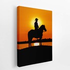 Homem Montado Em Cavalo Pôr Do Sol Quadro Canvas 140x90cm