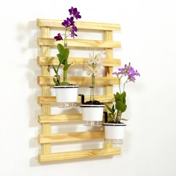 Horta na Vertical Super Mini - Treliça 60x45cm com 3 Vasos Au