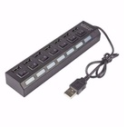 Hub 7 Portas Usb 2.0 Led Indicador Entrada Para Fonte - Preto