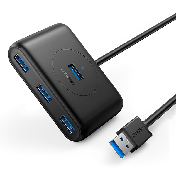 Hub Adaptador Ugreen Usb 3.0 Tipo A Macho 4 Em 1 0,5m Preto