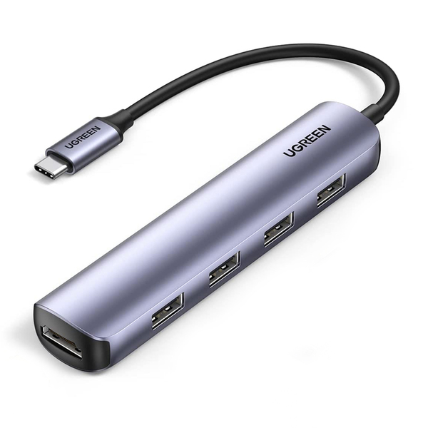 Hub Adaptador Ugreen Usb 3.0 Tipo C 5 Em 1 5gbps Cinza