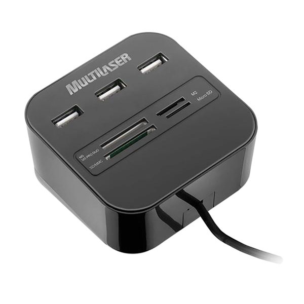 Hub Leitor De Cartao Multilaser Aviator 3 Usb 2.0 Ac121