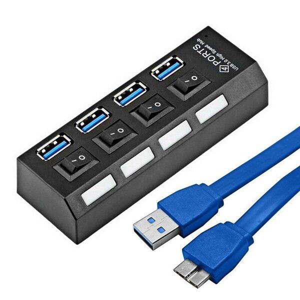 Hub Md9 Usb 4 Portas 3.0 +interruptor Energia+cabo Pto