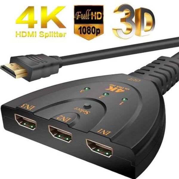 Hub Switch Hdmi Macho Para 3 Hdmi Femea 4k 2k Jc-hs-hm F3