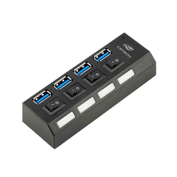 Hub Usb 3.0 4 Portas C/ Chave Hu-s300bk C3 Tech