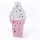 Ice Cream Sorvete Luminoso Mdf Luminária Led Rosa E Branco