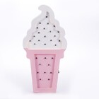 Ice Cream Sorvete Luminoso Mdf Luminária Led Rosa E Branco