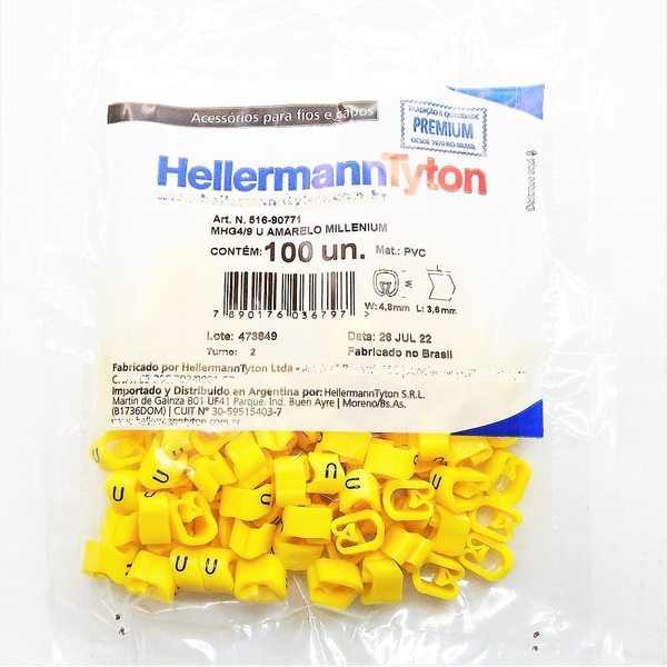 Identificador Para Cabos Letra U Mhg4/9 Hellermann
