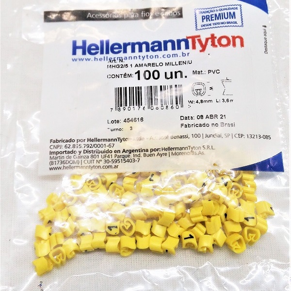 Identificador Para Cabos Número 1 Amarelo Mhg2/5 Hellermann