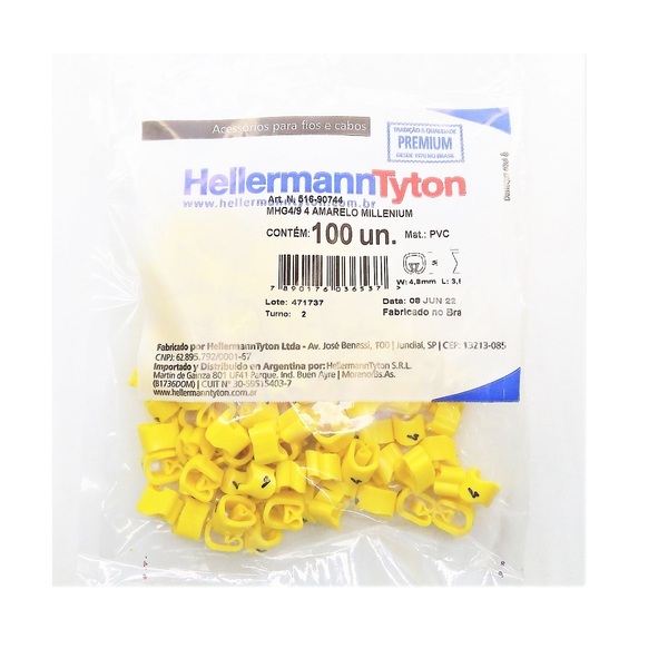 Identificador Para Cabos Número 4 Amarelo Mhg4/9 Hellermann