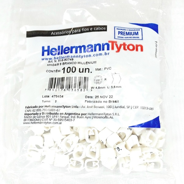 Identificador Para Cabos Número 9 Branco Mhg4/9 Hellermann