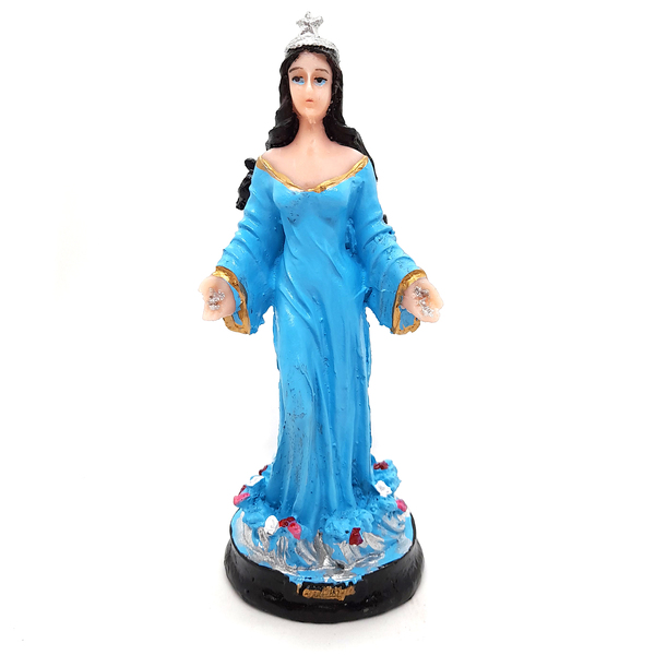 Iemanjá Orixá Estátua Imagem Rainha Mar Resina Azul 15 Cm