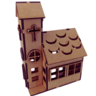 Igreja Em Mdf Com Luz Led, Luminaria 12x10cm