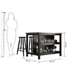 Ilha Cozinha 2 Prateleiras 90,5x120x80cm Denver  Preto