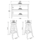 Ilha Cozinha + 2 Banquetas Ditália 2 Pratel. Preto Cd-1019