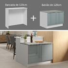 Ilha De Cozinha Com Bancada E Balcão 120 Cm Branco/cinza Lux