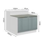 Ilha De Cozinha Com Bancada E Balcão 120 Cm Branco/cinza Lux