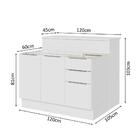 Ilha De Cozinha Com Bancada E Balcão 120 Cm Branco Stella Mad