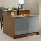 Ilha De Cozinha Com Bancada E Balcão 120 Cm Rustic/cinza Lux