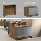 Ilha De Cozinha Com Bancada E Balcão 120 Cm Rustic/cinza Lux