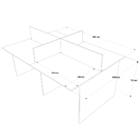 Ilha De Trabalho 4 Lugares 180x120cm Branco