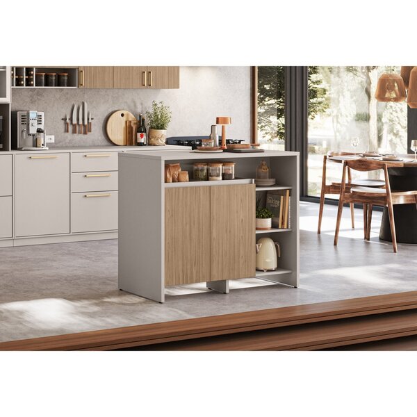 Ilha Gourmet 120cm 2 Portas Tampo Pintura Uv Itatiaia Fendi/c