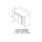 Ilha Gourmet 120cm 2 Portas Tampo Pintura Uv Itatiaia Fendi/c