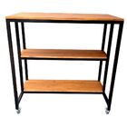 Ilha Para Cozinha Com 4 Rodízios E 2 Prateleiras - Preto Elet