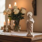 Imagem Sagrado Coração De Jesus Em Cerâmica Enfeite De 22cm