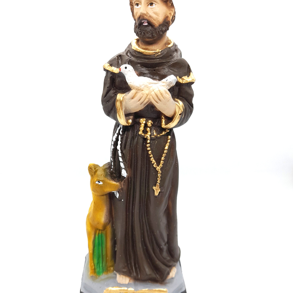 Imagem São Francisco De Assis Escultura Católica Gesso 20cm