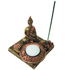 Incensário E Castiçal Base Buda Zen 13586 Ouro