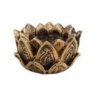 Incensário E Castiçal Flor De Lotus Em Resina Dourado 2 Unid
