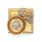 Incensário Vareta Buda Dourado Brilhante Meditando 7 Cm