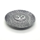 Incensário Vareta Símbolo Om Mantra Prata Redondo 9 Cm