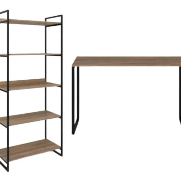 Industrial Kit Mesa Escrivaninha C/ Estante C/ 05 Platereiras