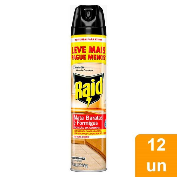Inseticida Aerossol Raid Mata Baratas E Formigas 420ml - Emba
