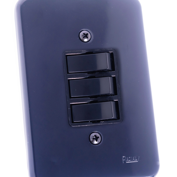 Interruptor 3 Teclas Paralelas Linha Pollar Black Radial