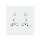 Interruptor 4x4" 4 Módulos +2 Plugs Touch Branco Wi-Fi Ambiente Conectado Steck