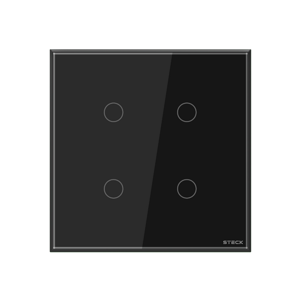 Interruptor 4x4" 4 Módulos Touch Preto Wi-Fi Ambiente Conectado Steck