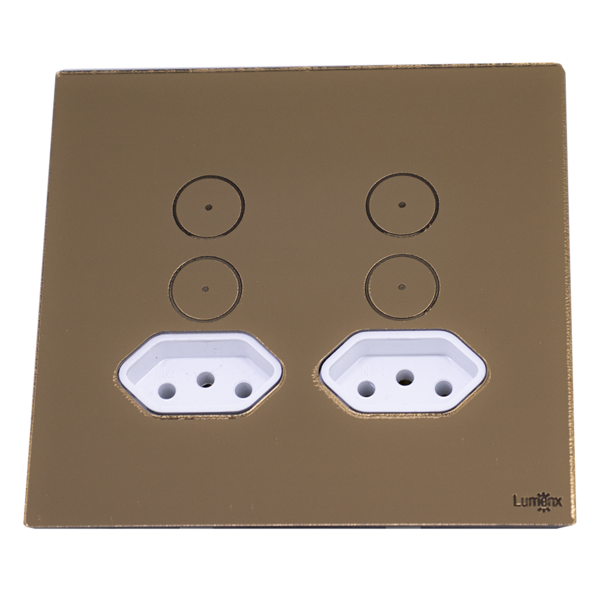 Interruptor De Luz Touch Tok Glass 4 Botões+2tom Bronze Lumenx