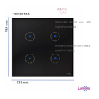 Interruptor De Luz Touch Tok Glass 4 Botões Preto Lumenx