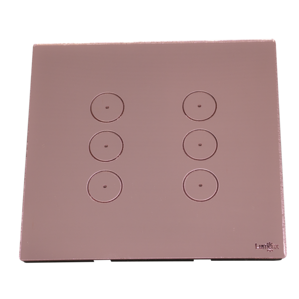 Interruptor De Luz Touch Tok Glass 6 Botões Rosa Lumenx